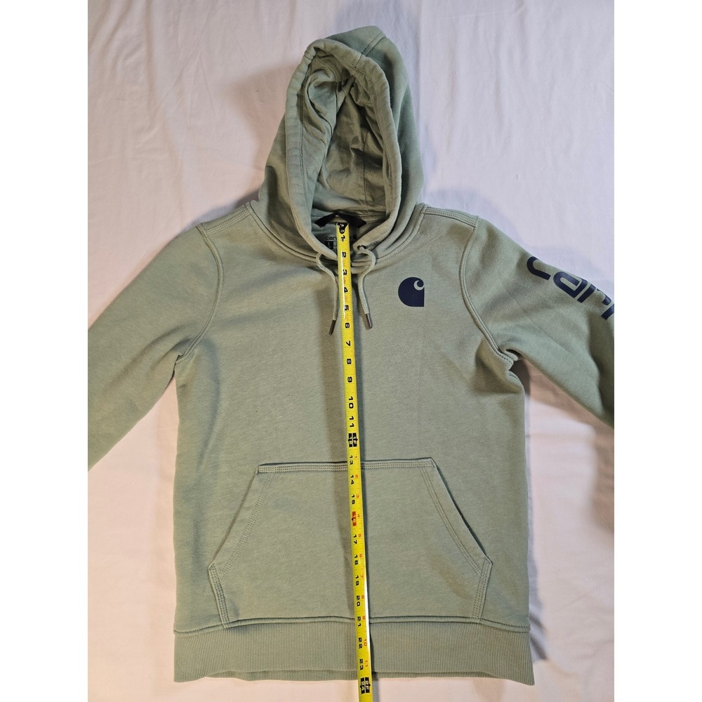 Carhartt Womens Relaxed Fit Graphic Sleeve Hoodie Sage Green TS0288-W Small - Picture 6 of 9